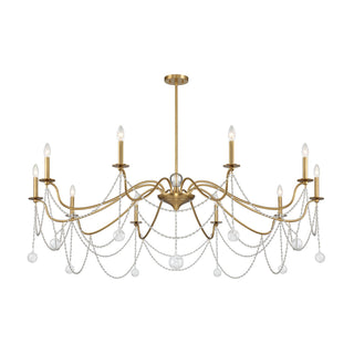 Mariposa Ten Light Chandelier in Warm Brass