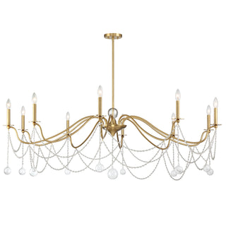 Mariposa Ten Light Chandelier in Warm Brass