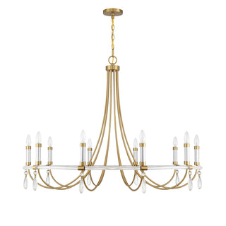 Mayfair Ten Light Chandelier in Warm Brass and Chrome