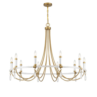 Mayfair Ten Light Chandelier in Warm Brass and Chrome