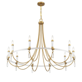 Mayfair Ten Light Chandelier in Warm Brass and Chrome