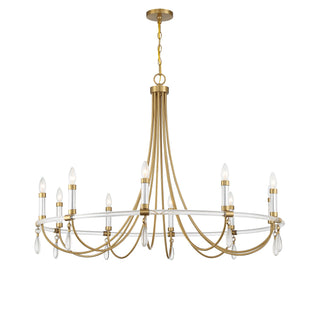Mayfair Ten Light Chandelier in Warm Brass and Chrome