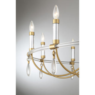 Mayfair Ten Light Chandelier in Warm Brass and Chrome