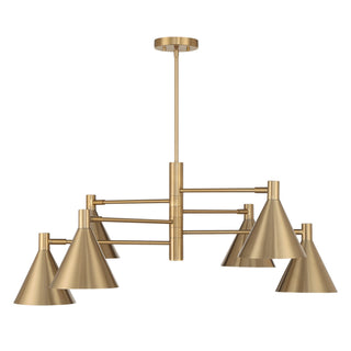 Pharos Six Light Chandelier in Noble Brass