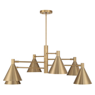 Pharos Six Light Chandelier in Noble Brass