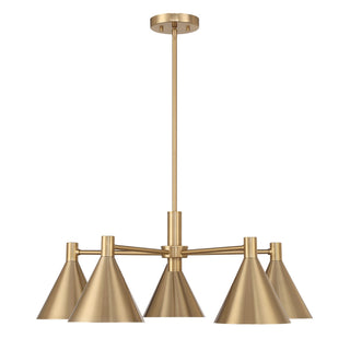 Pharos Five Light Chandelier in Noble Brass