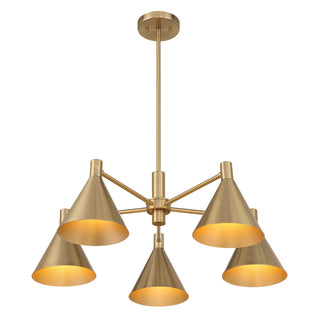 Pharos Five Light Chandelier in Noble Brass