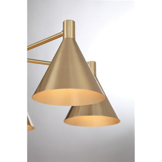 Pharos Five Light Chandelier in Noble Brass