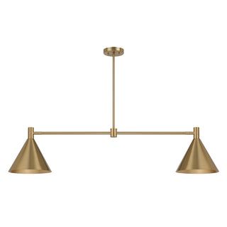 Pharos Two Light Linear Chandelier in Noble Brass