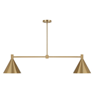 Pharos Two Light Linear Chandelier in Noble Brass