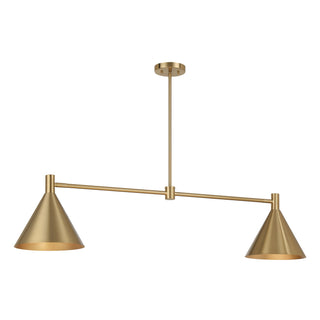 Pharos Two Light Linear Chandelier in Noble Brass