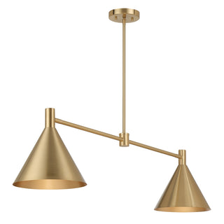 Pharos Two Light Linear Chandelier in Noble Brass