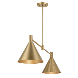 Pharos Two Light Linear Chandelier in Noble Brass