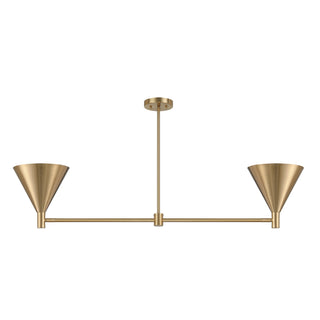 Pharos Two Light Linear Chandelier in Noble Brass