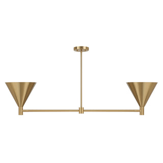 Pharos Two Light Linear Chandelier in Noble Brass