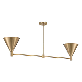 Pharos Two Light Linear Chandelier in Noble Brass