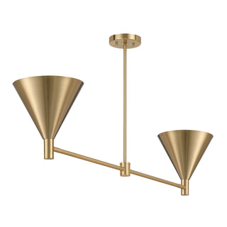 Pharos Two Light Linear Chandelier in Noble Brass