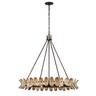 Monarch Eight Light Chandelier in Champagne Mist with Coconut Shell