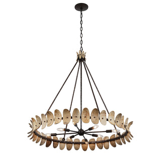 Monarch Eight Light Chandelier in Champagne Mist with Coconut Shell