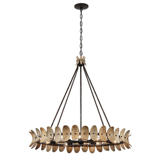 Monarch Eight Light Chandelier in Champagne Mist with Coconut Shell