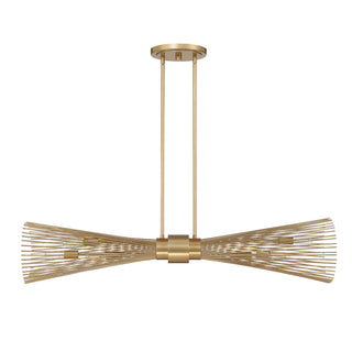 Longfellow Six Light Linear Chandelier in Burnished Brass