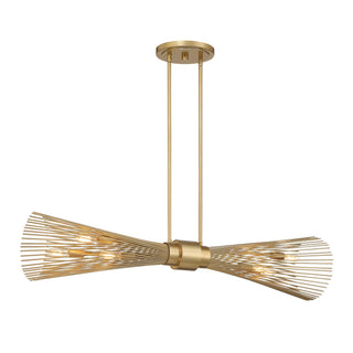 Longfellow Six Light Linear Chandelier in Burnished Brass