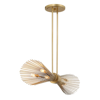 Longfellow Six Light Linear Chandelier in Burnished Brass