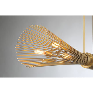 Longfellow Six Light Linear Chandelier in Burnished Brass