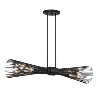 Longfellow Six Light Linear Chandelier in Matte Black
