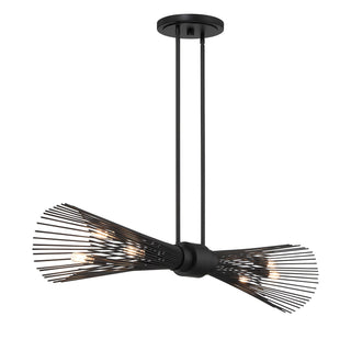 Longfellow Six Light Linear Chandelier in Matte Black