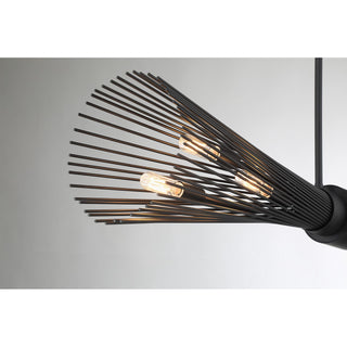 Longfellow Six Light Linear Chandelier in Matte Black