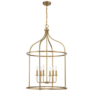 Brookstone Six Light Pendant in Warm Brass