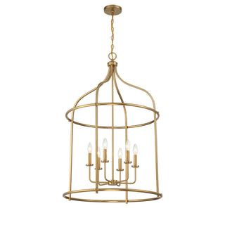 Brookstone Six Light Pendant in Warm Brass