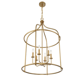 Brookstone Six Light Pendant in Warm Brass