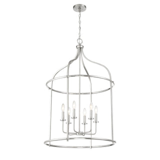 Brookstone Six Light Pendant in Satin Nickel