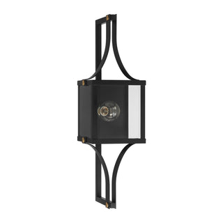 Raeburn One Light Outdoor Wall Lantern in Matte Black and Weathered Brushed Brass