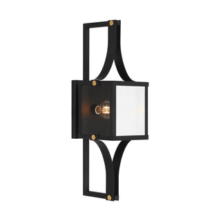 Raeburn One Light Outdoor Wall Lantern in Matte Black and Weathered Brushed Brass