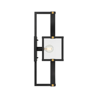 Raeburn One Light Outdoor Wall Lantern in Matte Black and Weathered Brushed Brass