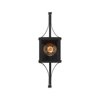 Raeburn One Light Outdoor Wall Lantern in Matte Black and Weathered Brushed Brass