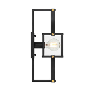 Raeburn One Light Outdoor Wall Lantern in Matte Black and Weathered Brushed Brass