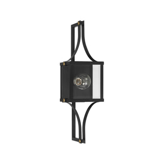 Raeburn One Light Outdoor Wall Lantern in Matte Black and Weathered Brushed Brass