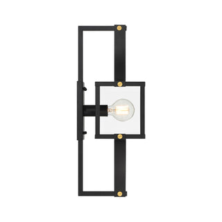 Raeburn One Light Outdoor Wall Lantern in Matte Black and Weathered Brushed Brass