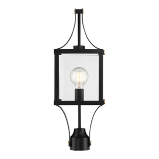 Raeburn One Light Outdoor Post Lantern in Matte Black and Weathered Brushed Brass