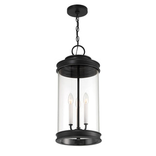 Englewood Three Light Outdoor Hanging Lantern in Matte Black