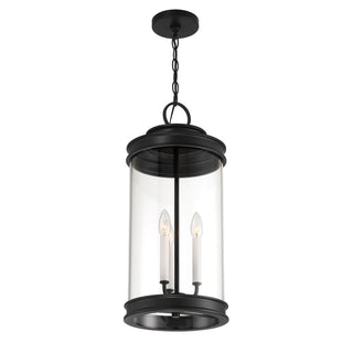 Englewood Three Light Outdoor Hanging Lantern in Matte Black