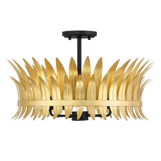 Ensley Four Light Semi-Flush Mount in True Gold