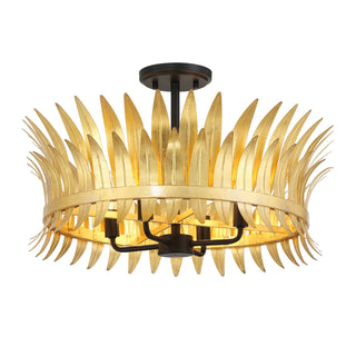 Ensley Four Light Semi-Flush Mount in True Gold