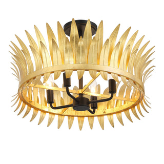 Ensley Four Light Semi-Flush Mount in True Gold