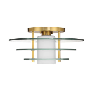 Newell One Light Semi-Flush Mount in Warm Brass