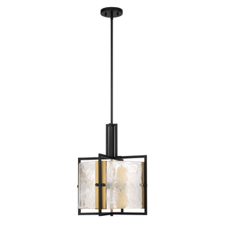 Hayward Three Light Pendant in Matte Black with Warm Brass Accents